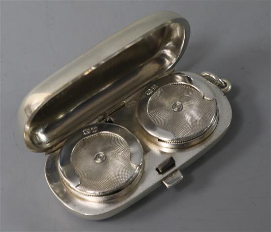 A George V silver twin compartment sovereign case, A.L. Dennison, Birmingham, 1912, 58mm.
